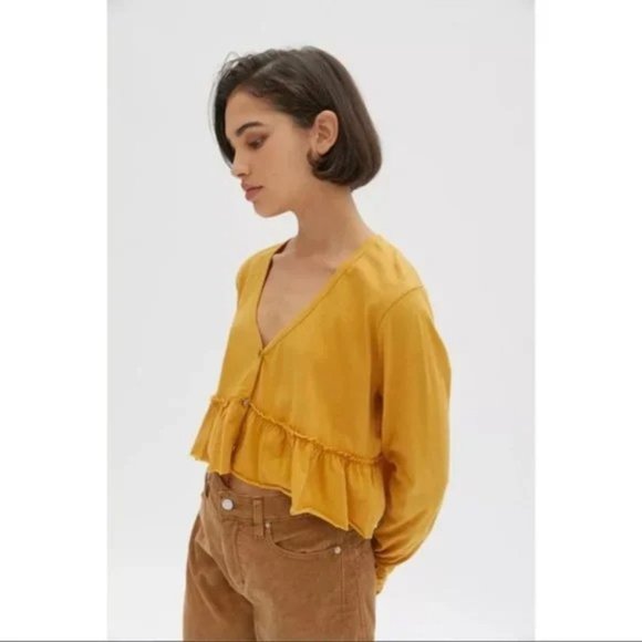 Urban Outfitters Project Social T Tiered Peplum Ruffle Crop Top XS - Picture 1 of 4
